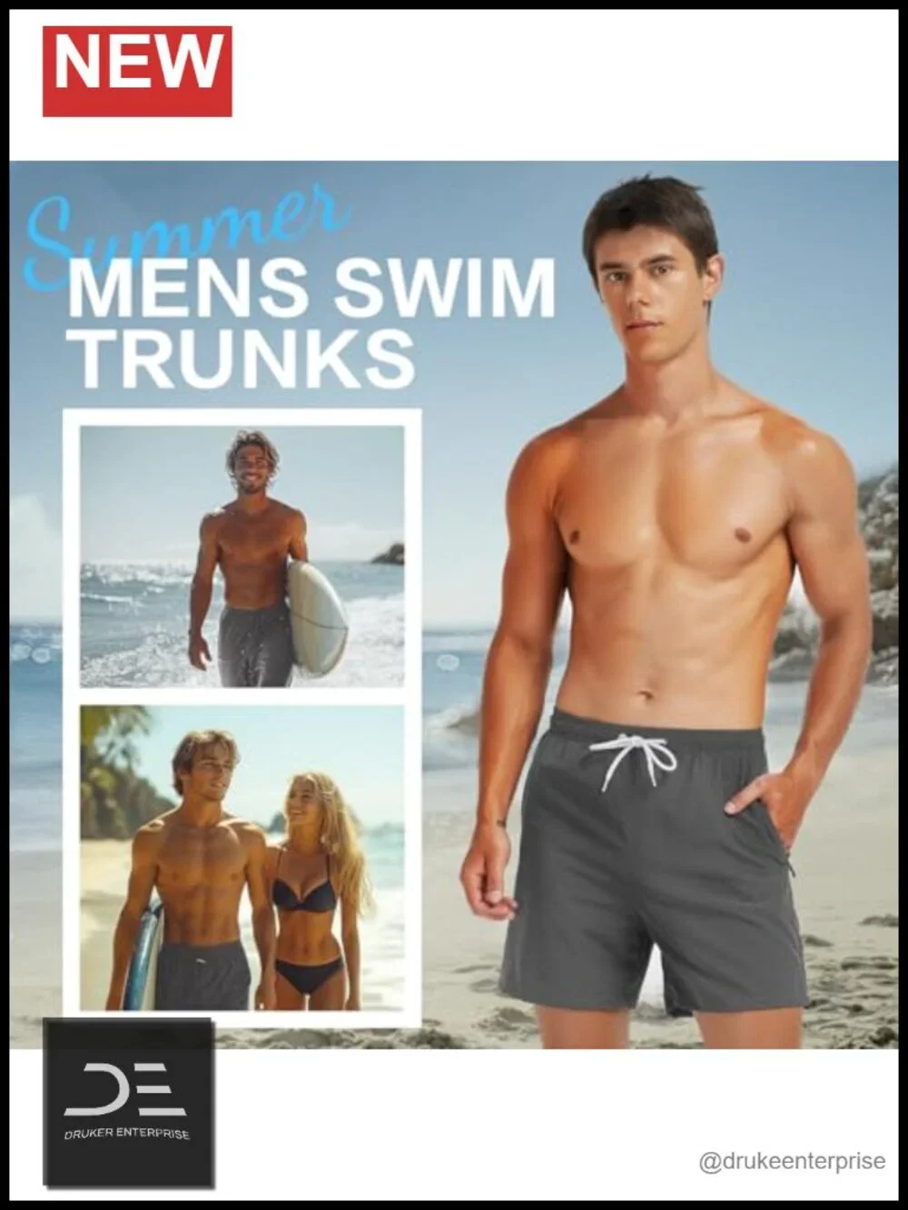 Men's 2-in-1 Compression Liner Swim Trunks Quick Dry Zipper Pockets